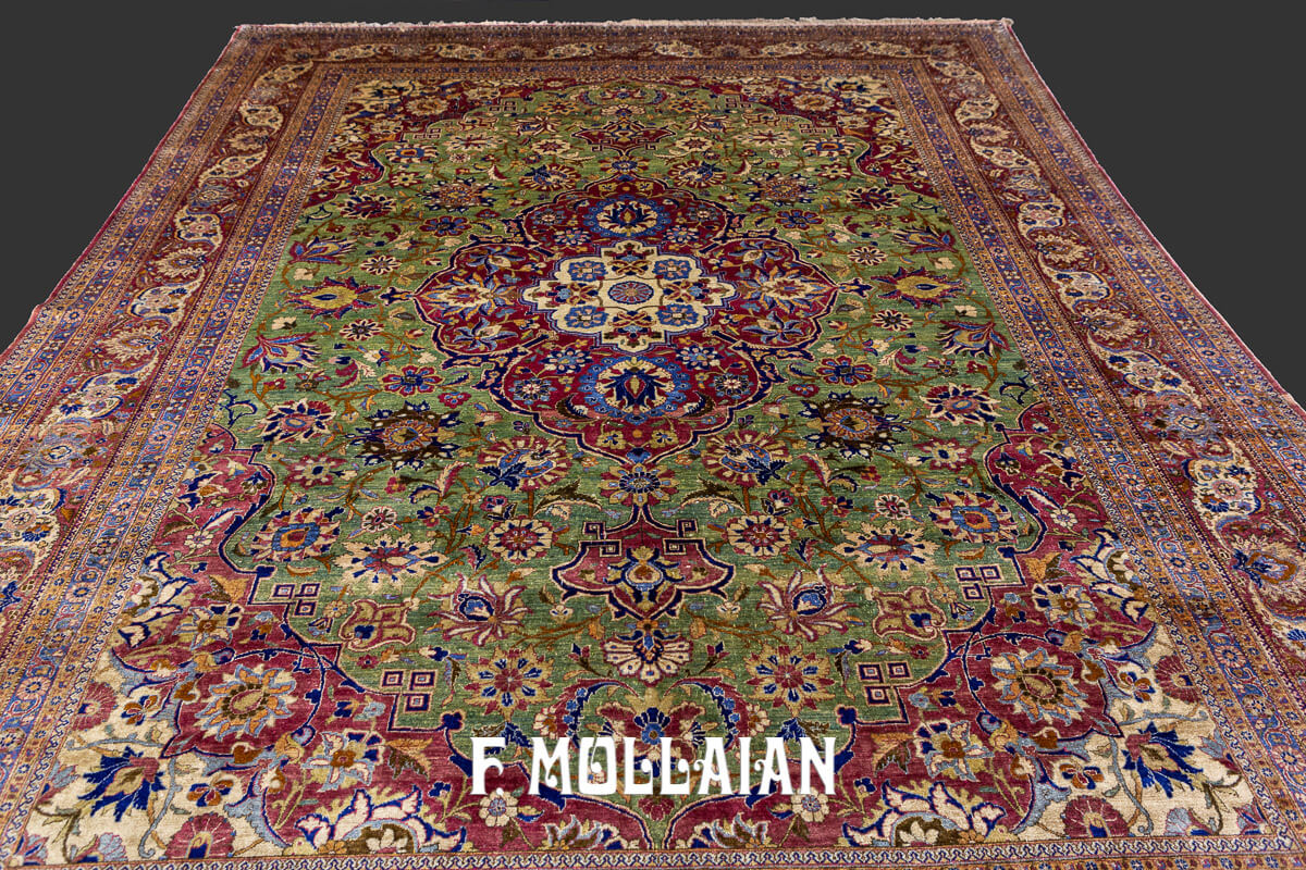 Kashan Silk Rug Green Pistachio n°:113689